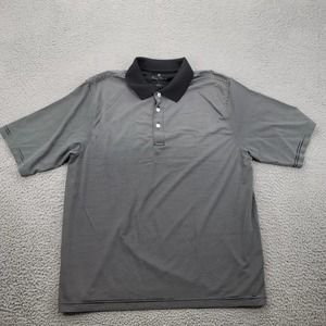 Palm Beach Shirt Mens Large Black White Striped‎ Classic Golf Outdoors Polo
